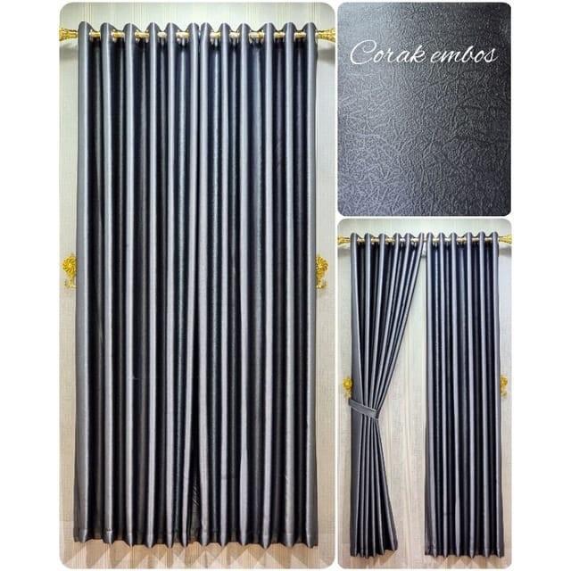 Gambar Gorden Blackout Polos Embos Glossy horden Pintu dan Jendela - Abu Tua, l135 x t150Cm dari GORDEN MODERN undefined Tokopedia