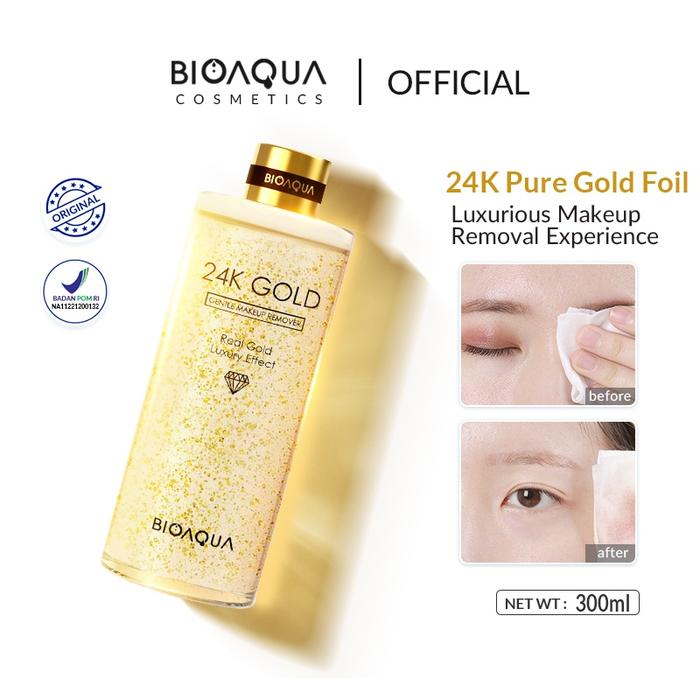 Gambar Bioaqua Cosmetics 24K Gold Gentle Makeup Remover Sodium Hyaluronic dari geqapi undefined Tokopedia