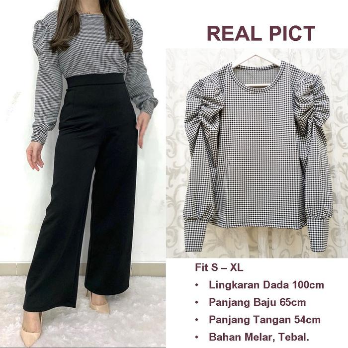 Gambar (helooooo) CLARA BLOUSE KOTAK LENGAN KERUT GL FASHION dari shazastore31 undefined Tokopedia