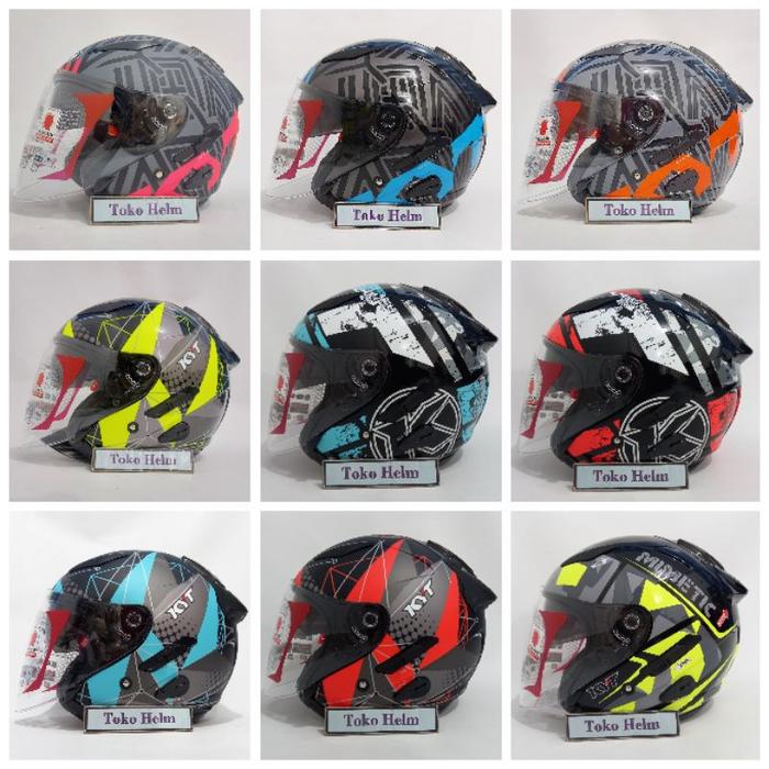 Jual Helm KYT half face kyt galaxy flat R motif double visor