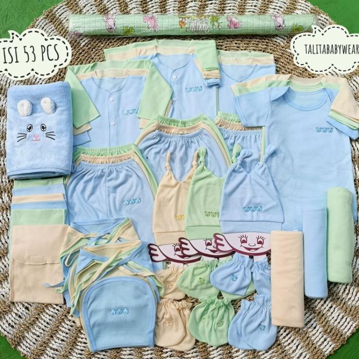 Gambar 53 PCS Perlengkapan Bayi Baru Lahir /Paket Brojol Baby Newborn komplit Baju Bayi Seri Warna Soft talitababywear katun sarung Bayi Baru lahir unisex laki Perempuan Parsel - 53 PCS+hndkGIRL dari talitababywear undefined Tokopedia