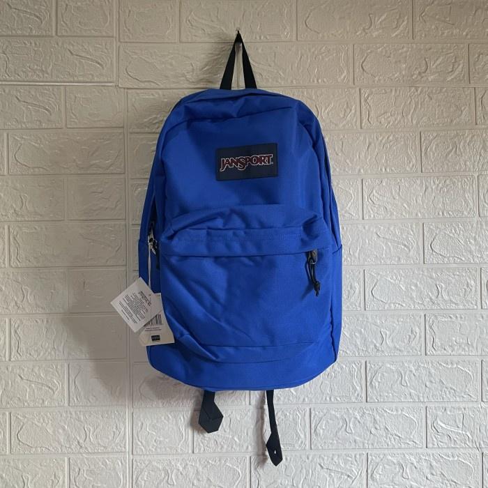 blue crest jansport backpack Cross Town Plus - Large Main Compartment, Side Water Bottle Pocket, 15-Inch Padded Laptop Sleeve outfit or adventure Navy Blue Bright Blue Jansport