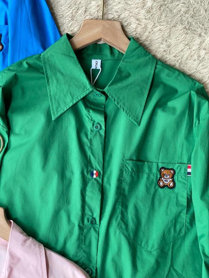 Gambar ATASAN CASUAL WANITA IMPORT/ FASHION KEMEJA OVERSIZE COLLOR CASUAL - Hijau dari MurahFashion undefined Tokopedia