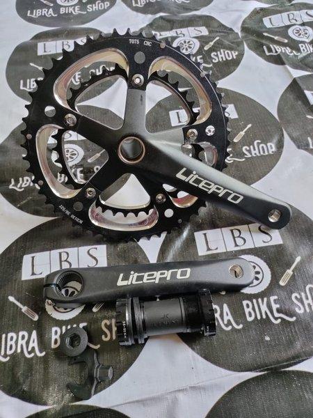 Jual CRANK LITEPRO DOUBLE CHAINRING HT2 53-39T HITAM NOT LUCE SLK