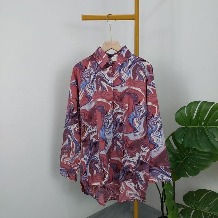 Gambar KEMEJA LALUNE NEW MARMER FASHION WANITA 100% ORIGINAL IMPORT BANGKOK - D dari bebellaid undefined Tokopedia
