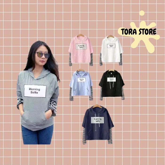 Jual New Sweater Hoodie Morning Selfie Mix Salur Sidoarjo