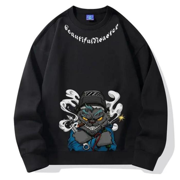Gambar SWEATER UNISEX OVERSIZE BEAUTIFUL DISASTER /// CREWNECK CASUAL PREMIUM - BLACK XL dari krisna dewa toko undefined Tokopedia