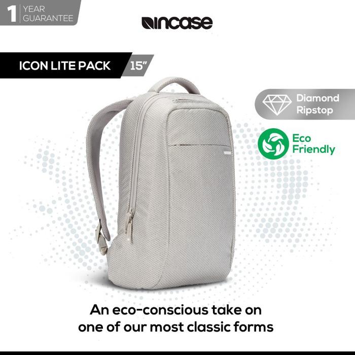 Incase Icon Lite Ransel Laptop Backpack Diamond Ripstop Perak