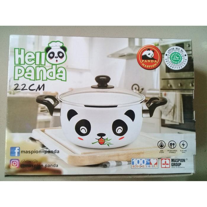 Gambar Panci Porcelain Enamel On Steel Tutup Kaca 22Cm Hello Panda - Maspion dari Munch Victoria undefined Tokopedia