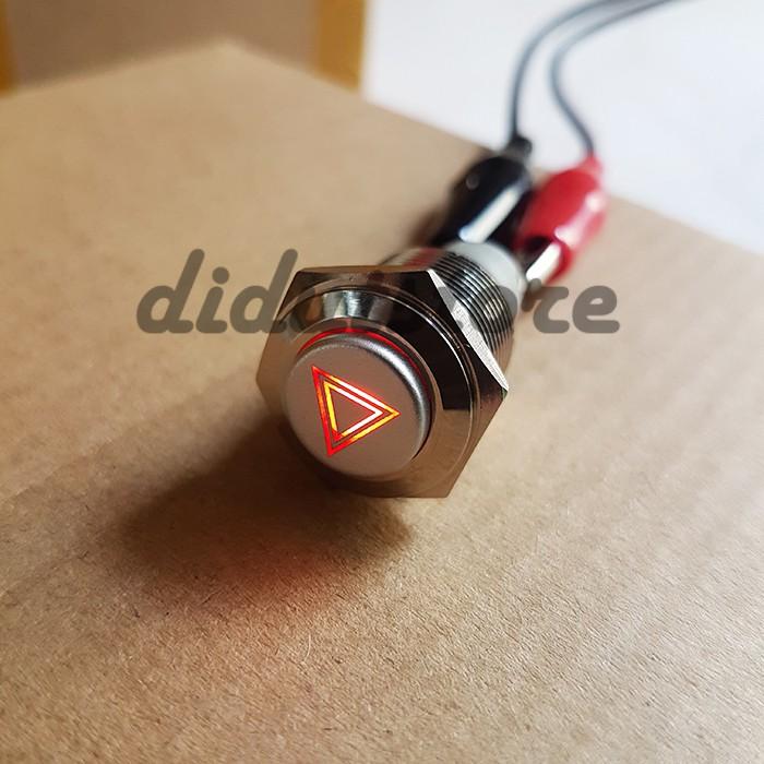 Jual Saklar Switch Waterproof Push On Off Metal Logo Segitiga Hazard ...