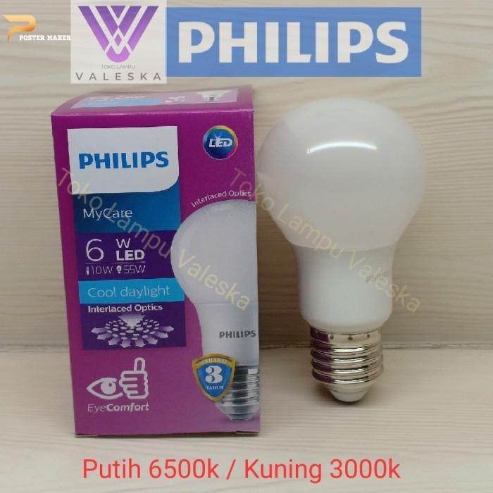 Gambar Megasindo Store - Led bulb 6W Philips 6500k / 3000k - Putih - Putih dari Megasindo Electrical Store undefined Tokopedia