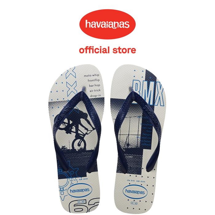 Havaianas 0052 Top Athletic White Navy Blue Sandal Pria Murah