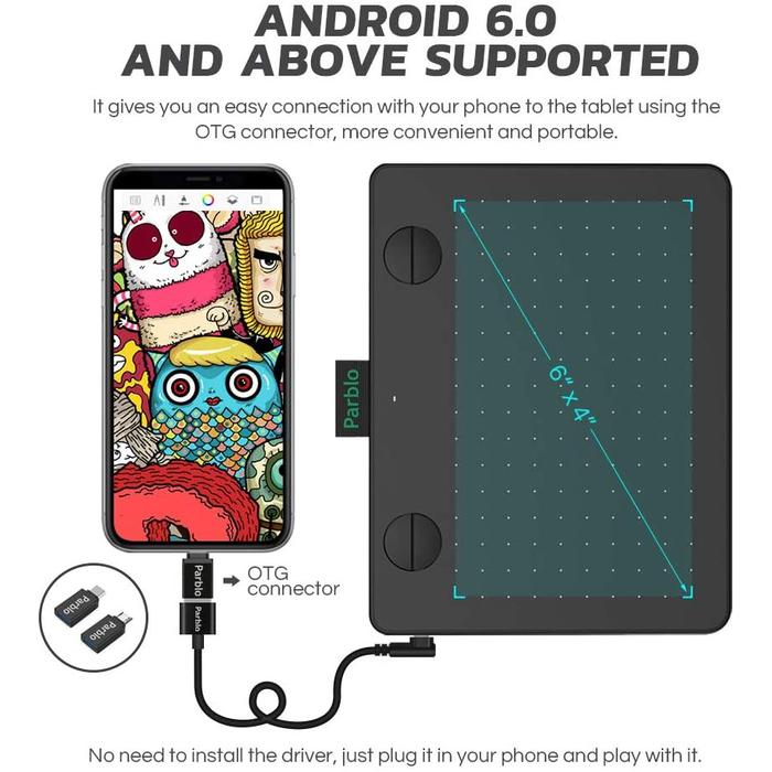 Jual PARBLO A640 V2 Pen Tablet Drawing 8192 Press Support android