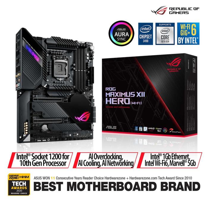 Asus Rog Maximus Xii Hero Wi-fi Motherboard Intel Gen 10 Lga 1200