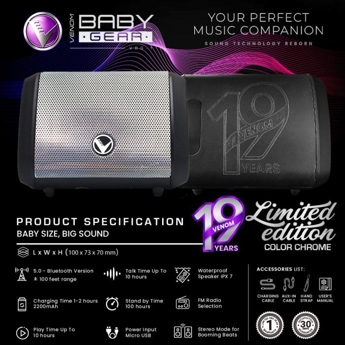 Gambar Venom Baby Gear VBG 1 Chrome Limited Edition Speaker Bluetooth dari restiaa_storee undefined Tokopedia