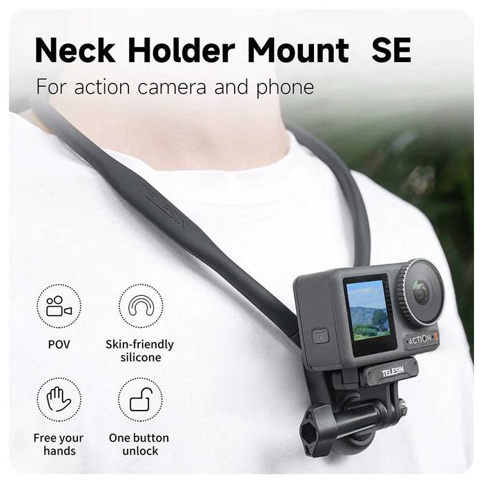 Gambar TELESIN Neck Holder Mount Strap for GoPro Smartphone - TE-HNB-003 - Hitam dari BestIndoTechno undefined Tokopedia
