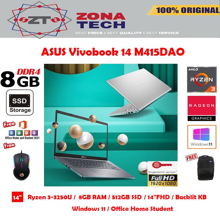 Asus Vivobook 14 M415dao Ryzen 3-3250u 8gb 512gb Ssd Backlit
