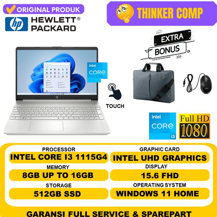 Laptop Murah Baru Hp 15 Intel Core I3 1135g4 Ram 16gb Ssd 512gb Fhd