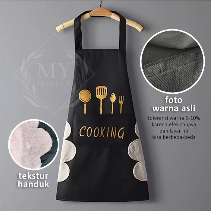 Gambar Celemek Cooking Masak Dapur Rumah PVC ANTI AIR MINYAK BEST SELLER - Hitam dari MY PRESTIGE undefined Tokopedia