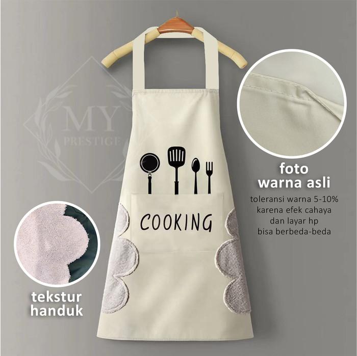 Gambar Celemek Cooking Masak Dapur Rumah PVC ANTI AIR MINYAK BEST SELLER - Putih dari MY PRESTIGE undefined Tokopedia