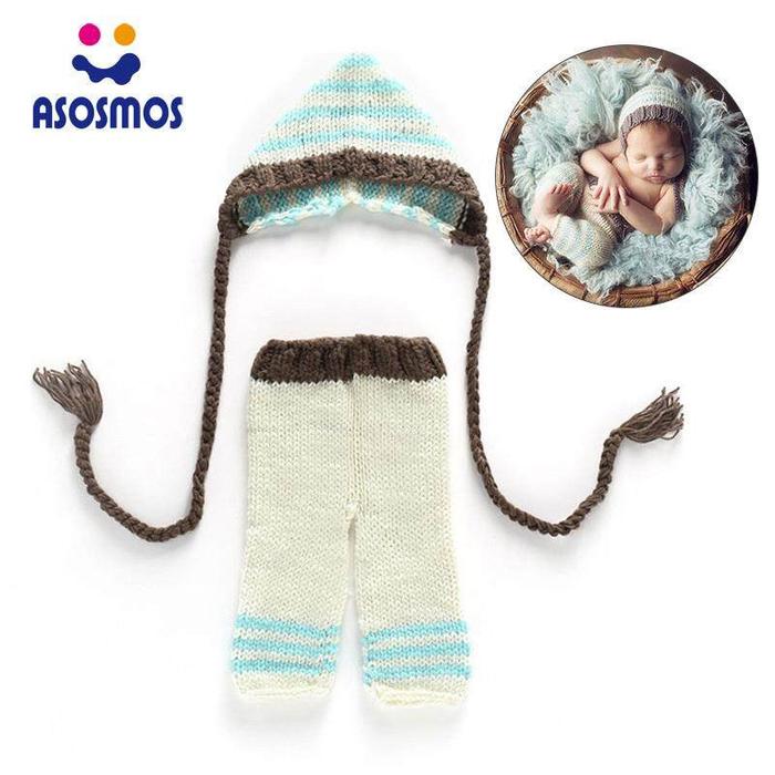 Gambar Lahir Rajutan Topi Dengan Setelan Celana Panjang Kuncir Buatan Tangan dari bahranstore undefined Tokopedia