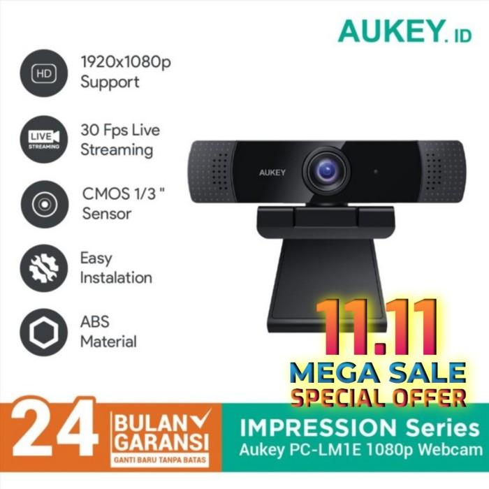 Jual Aukey Webcam 1080p Mic PC-LM1E FHD Microphone PC LM 1E Full