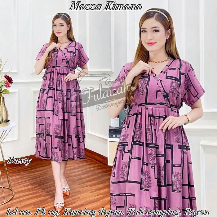 Gambar Daster Kimono Rayon Busui | Baju Tidur Wanita Kekinian Kancing Depan - ALL SIZE, KIM MOZA (GREY) dari Dewi Pitaloka Stores undefined Tokopedia
