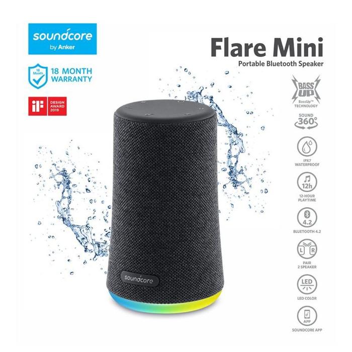Anker Soundcore Flare Mini Portable Bluetooth Speaker Hitam Terbaru