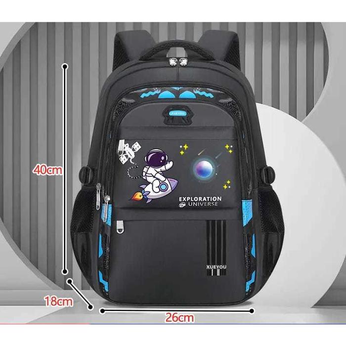 Gambar TA030 Tas Sekolah Anak Impor / Tas Anti Air / Tas Sekolah SD Import - Bumi Black M dari MIAtamia undefined Tokopedia