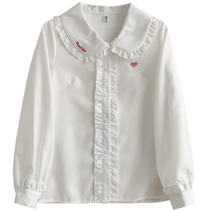 Gambar CHILKITKA LOOKS FASHION READY LANGSUNG KIRIM Basic Ruffle Shirt - White, S dari Chilkitka Looks undefined Tokopedia