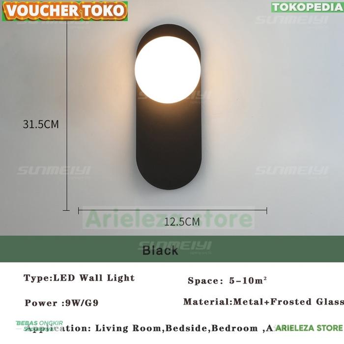Gambar A.S Wall Lamp Lampu Dinding LED Kamar Tidur Ruang Tamu Lampu Interior - B Hitam, Led 3 Warna dari Arieleza Store undefined Tokopedia
