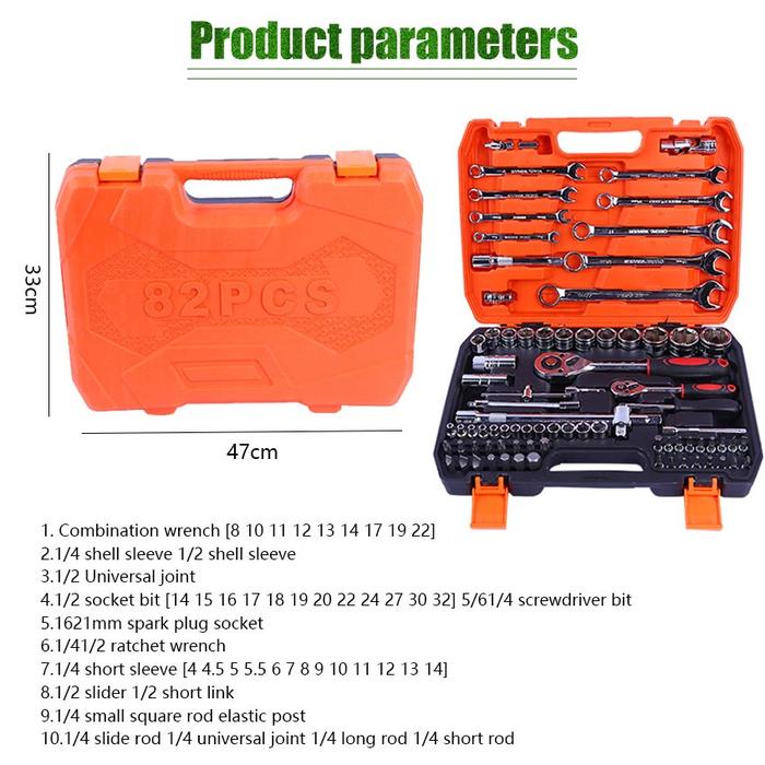 Gambar 82Pcs Kunci Sock Set Tools Set / Tool Set Hand Socket Set Tool Set - 82Pcs/Set dari Lassofy id undefined Tokopedia