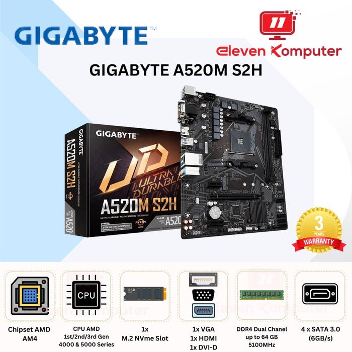 Gigabyte A520m Gigabyte S2h Ready Motherboard Gigabyte A520m S2h
