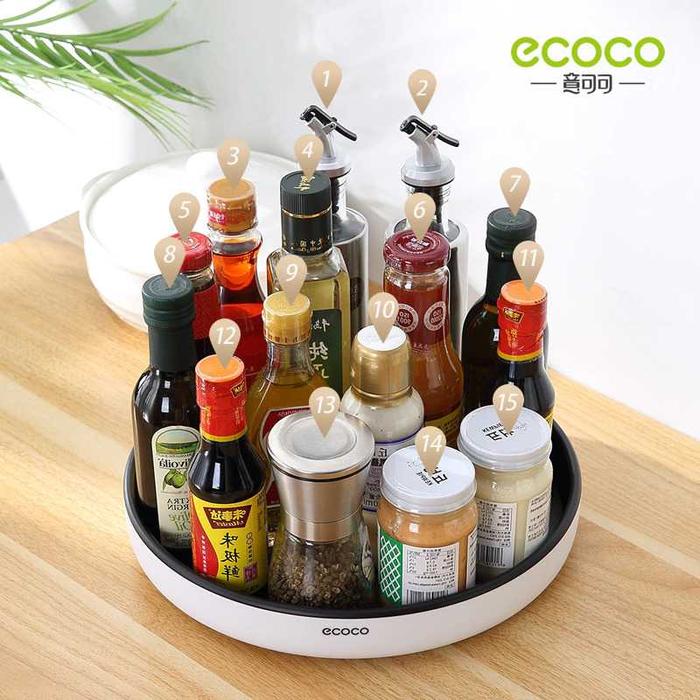 Jual 360° Rotating Kitchen Spice Rack: Bottle Organizer Hitam