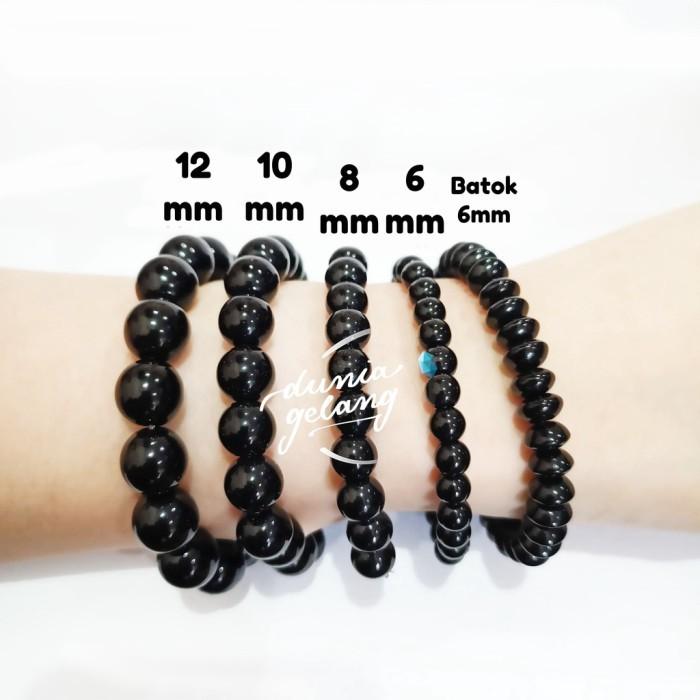 Gambar GELANG BATU HITAM UKURAN 6 8 10 12 MM TALI KARET ELASTIS PRIA WANITA - BULAT 6 MM dari DHV store undefined Tokopedia