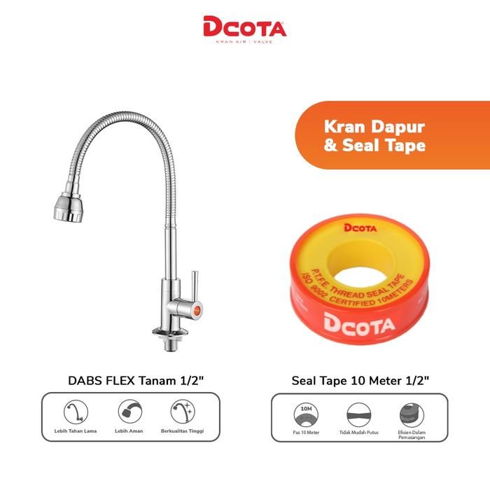 Gambar Dcota Kran Dapur Cuci Piring Fleksibel DABS FLEX Tanam 12Seal Tape dari Ayu Store- undefined Tokopedia