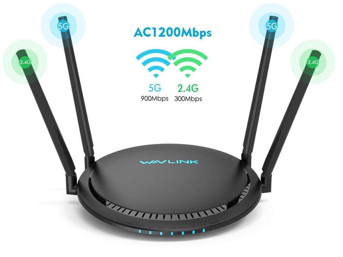 Jual Wavlink AC1200 Dual-Band Wireless Router Gigabit, AC1200 Dual