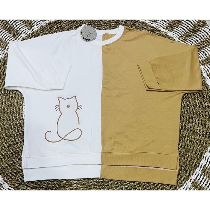 Gambar HF11 ATASAN KAOS BLOUSE KAOS WANITA LENGAN PANJANG OVERSIZE LD 140 BIG - Putih_khaky, 3L dari PUSAT PAKAIAN WANITA INDONESIA undefined Tokopedia