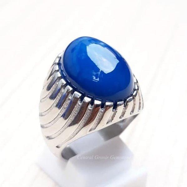 Gambar Cincin Batu Natural Blue Mizone Biru Legend Chalcedony Top Color dari Aldi Ramdan undefined Tokopedia