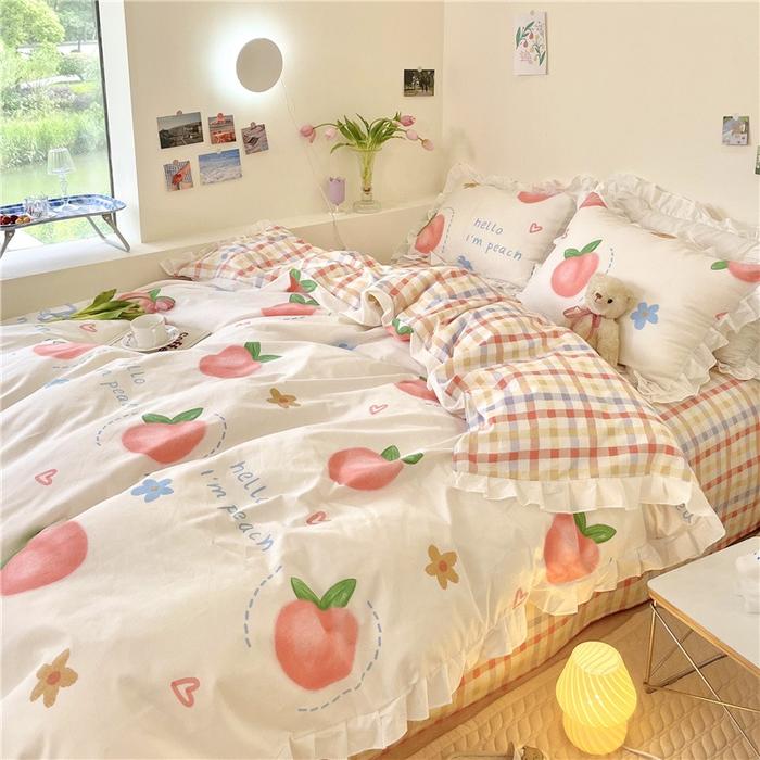 Gambar Vg Kawaii Peach Bedding Set For Home Cotton Twin Full Queen Siz dari veigashop undefined Tokopedia