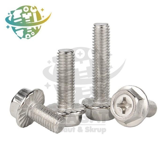 Gambar Baut Flange M5x16 Stainless 2 Kunci Baut Hex Screw Tapping Bolt SS304 - Baut dari JAGAT BAUT & SKRUP undefined Tokopedia