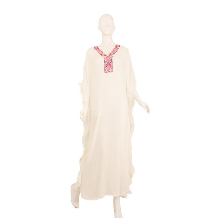 Gambar Chic Simple Mirror Details Emb Kaftan WANITA SIMPEL TN0387BB - White dari Chic Simple Store ID undefined Tokopedia