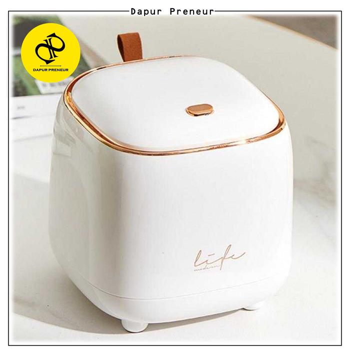 Gambar Tempat Membuang Sampah Ruang Dapur Mini Mewah Press Desktop Trash Bin - Putih dari Dapur Preneur undefined Tokopedia