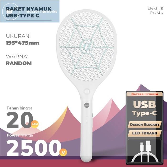 Gambar Aoki AK-879 Raket Nyamuk USB Type C Charge Electric Mosquito Swatter dari Master Networks undefined Tokopedia