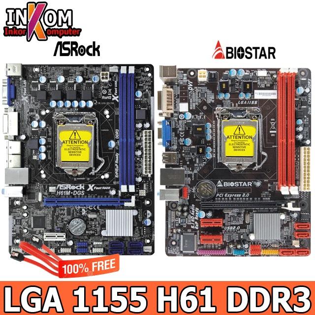 Jual Motherboard Mainboard Mobo Intel LGA 1155 H61 Onboard Asrock - Main Image