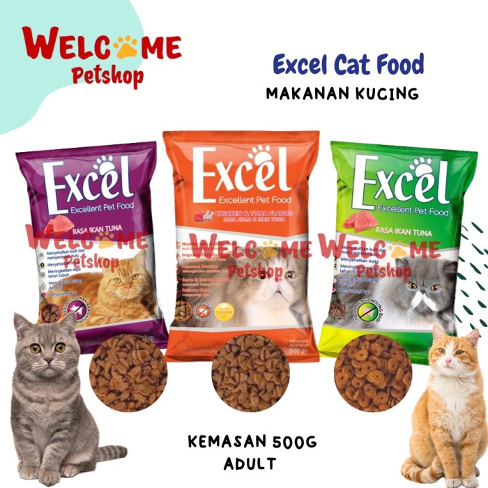 Gambar Excel 500g Makanan Kucing Adult Pakan Dry Cat Food Tuna Chicken Enak - DONAT HIJAU dari Welcome Petshop undefined Tokopedia