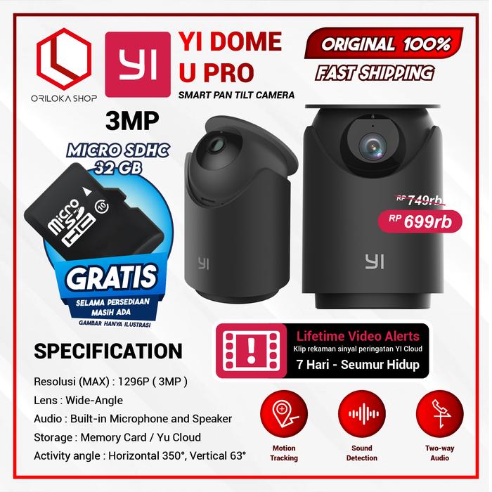 Jual CCTV Yi Dome U PRO 3MP Wifi IP Camera with Face Detection