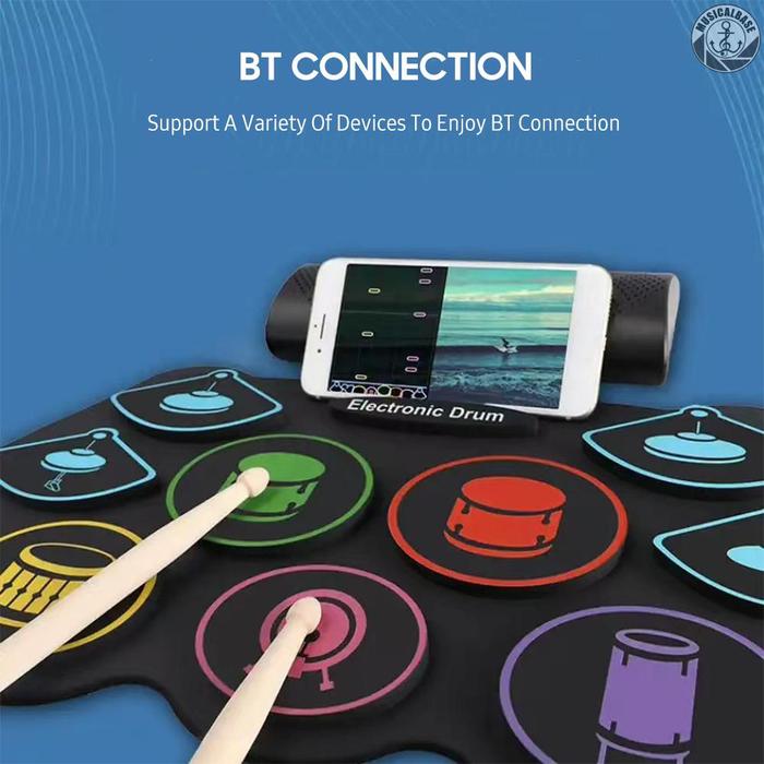 Gambar [Tersedia] 9Pad Set Drum Elektronik Drum Latihan Gulung Built-In Dual dari cv abadi gumillang undefined Tokopedia