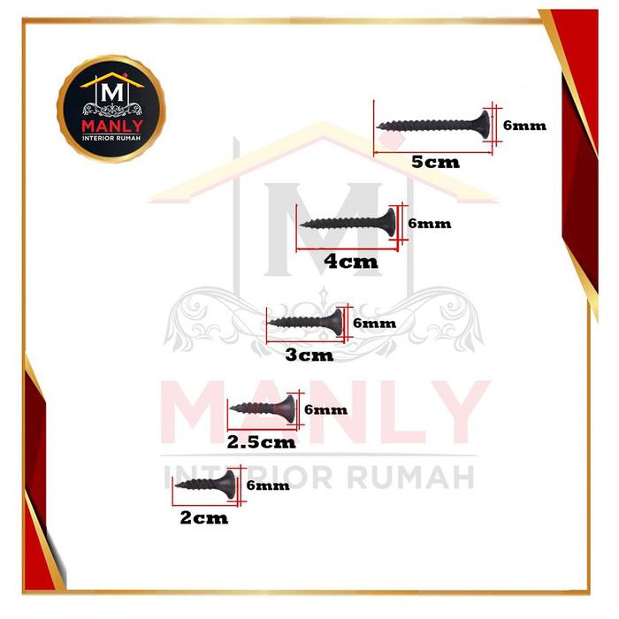 Gambar SKRUP SEKRUP TRIPLEK FAB 100 GRAM / SEKRUP TRIPLEK & KAYU GYPSUM - Gypsum (Hitam), 2 CM dari HOKI 123 undefined Tokopedia