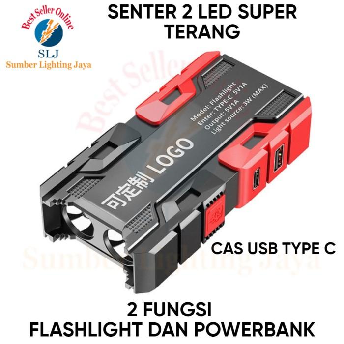Gambar SENTER LED 2 MATA MULTIFUNGSI FLASHLIGHT + POWERBANK / SENTER CAS USB - SENTER LED dari Sumber Jaya Lighting undefined Tokopedia